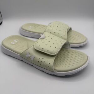Under Armour Ignite Select Slides Lemon Ice Adjustable Sandals Womens 9